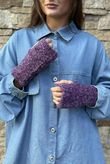 Boucle Fingerless Gloves Purple Melange